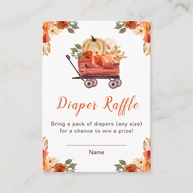 Blommigt Pumpkin Lastbil Baby Show Diaper Raffle Tilläggskort (Framsida)