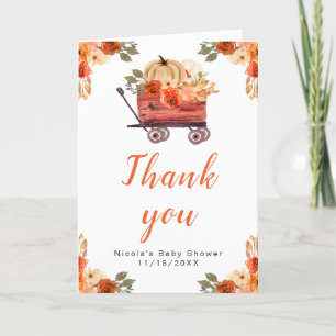 Blommigt Pumpkin Lastbil Baby Shower Tack Kort