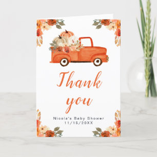 Blommigt Pumpkin Lastbil Baby Shower Tack Kort