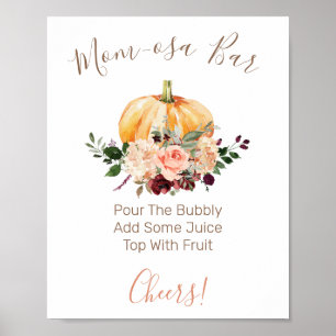 Blommigt Pumpkin Mamma-osa Pub Baby Shower Sign Poster