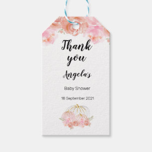 Blommigt Pumpkin Modern Tack Märkre. Presentetikett