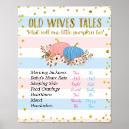 Blommigt Pumpkin Old Wives Tales Gender Reveal Boa Poster