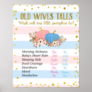 Blommigt Pumpkin Old Wives Tales Gender Reveal Boa Poster