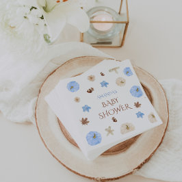 Blommigt Pumpkin Pastel Blue Baby Shower Pappersservett