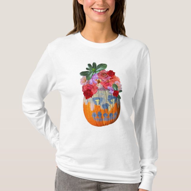 Blommigt Pumpkin Photographic T-Shirt (Framsida)