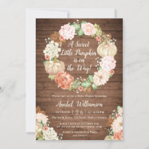Blommigt Pumpkin Rustic Wood WANDER Baby Shower