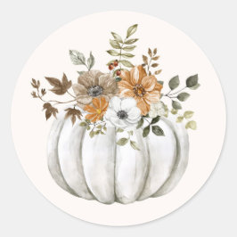 Blommigt Pumpkin Sticker Runt Klistermärke