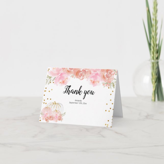 Blommigt Pumpkin - tackkort (Framsida)