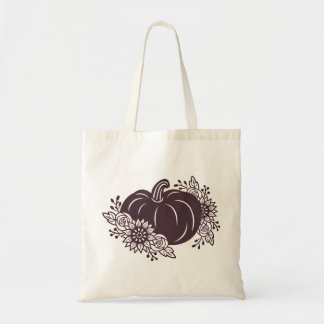 Blommigt Pumpkin Tote Bag Tygkasse