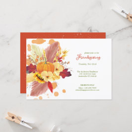 Blommigt Pumpkins Friendsgiving Thanksgiving Inbjudningar