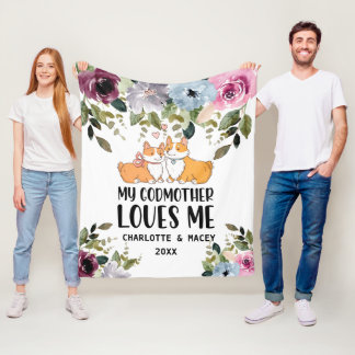 Blommigt Puppy Min Godmor Kärlek Me Personlig Fleecefilt