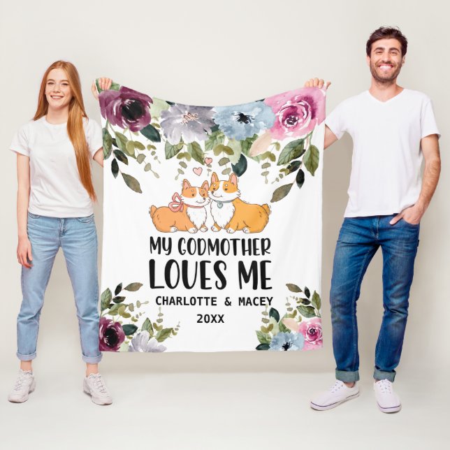 Blommigt Puppy Min Godmor Kärlek Me Personlig Fleecefilt (På plats)