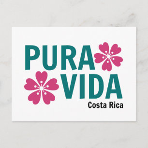 Blommigt Pura Vida Rosa och Grönt Design Vykort