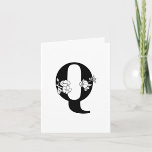 Blommigt Q Monogram på vitanteckningskort Anteckningskort