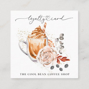 *~* Blommigt QR. Cafe Coffee Bean Espresso Rewards Lojalitetskort