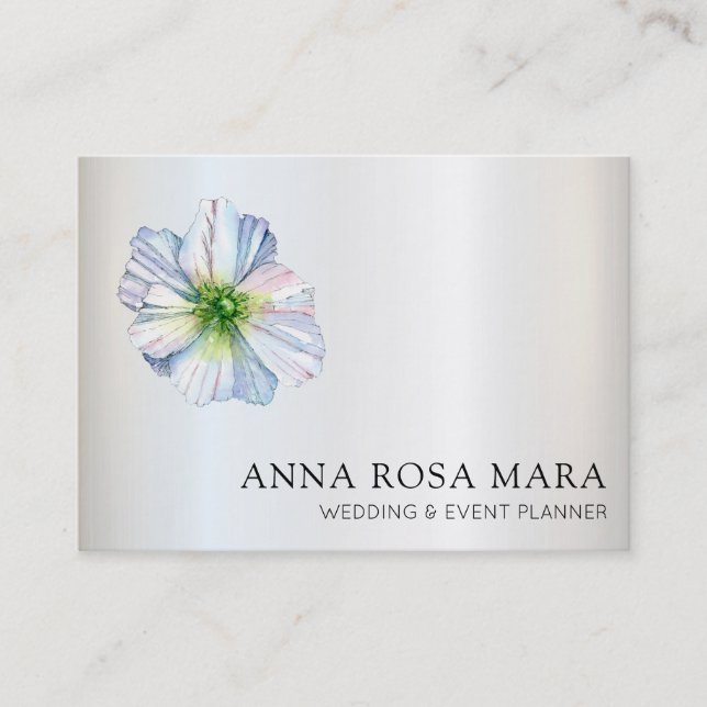 *~* Blommigt QR Flower Rainbow White Anemone Visitkort (Framsida)