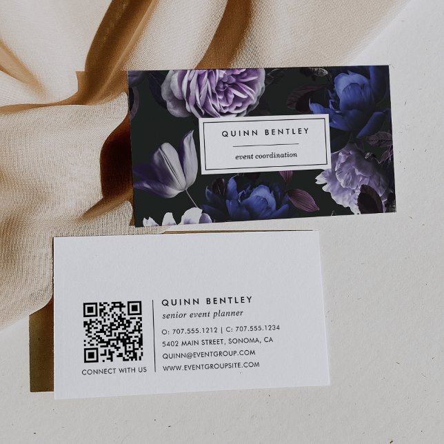 Blommigt QR-kod för Mörk av elegant,  Visitkort (Skapare uppladdad)