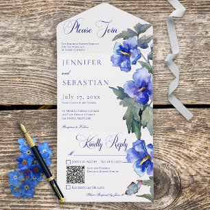 Blommigt QR-kod för Rustic Blue Morgon Glory
