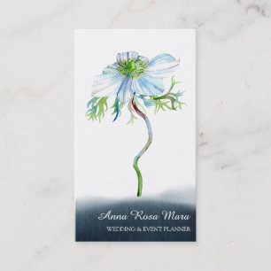 *~* Blommigt QR White Anemone Bröllop Event Planne Visitkort