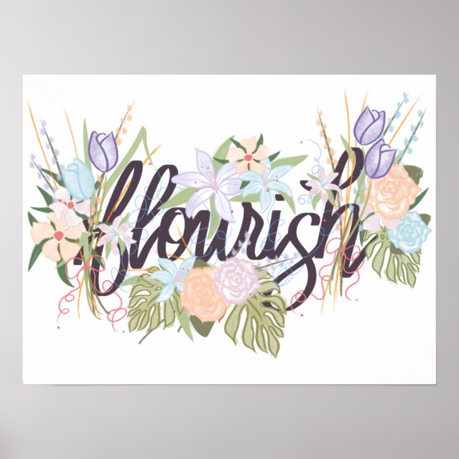 Blommigt Queen Vibes Poster (Framsidan)