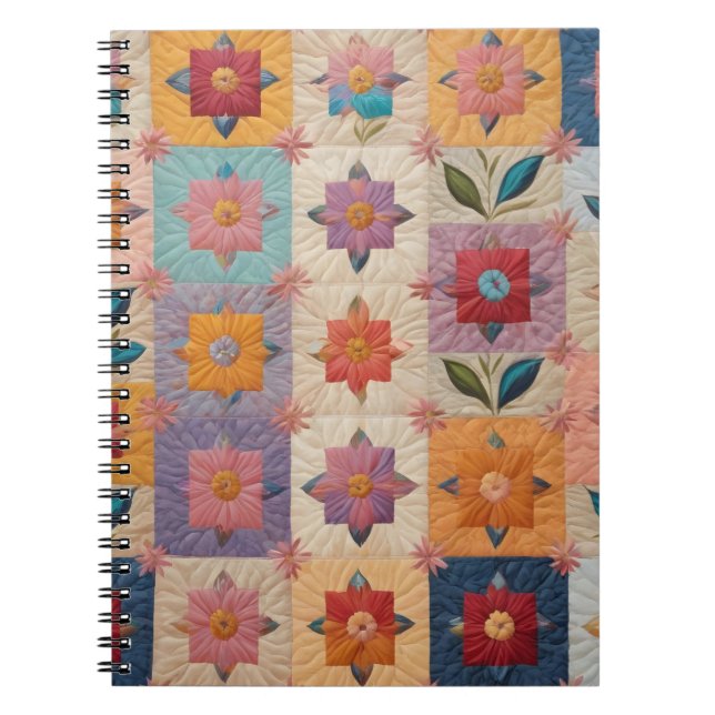 Blommigt quilt mönster anteckningsbok (Framsidan)