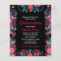 Blommigt Quinceanera Black Mexican Fiesta Birthday
