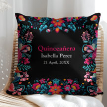 Blommigt Quinceanera Black Mexican Fiesta Birthday