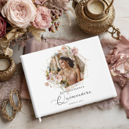Blommigt Quinceanera-foto Gästböcker