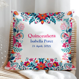 Blommigt Quinceanera Mexican Fiesta Birthday Kudde