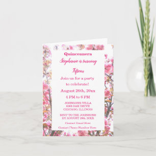 Blommigt Quinceanera Rosa Cherry för femtonde föde Inbjudan