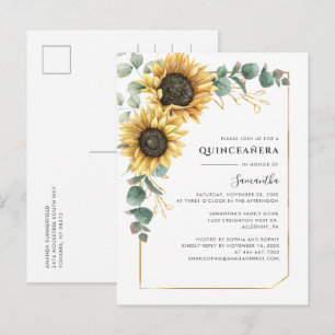 Blommigt Quinceanera Solros 15:e Födelsedagsfesten Inbjudan Vykort