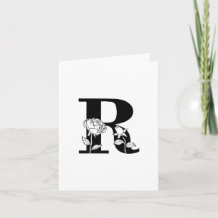 Blommigt R Monogram på vitanteckningskort Anteckningskort