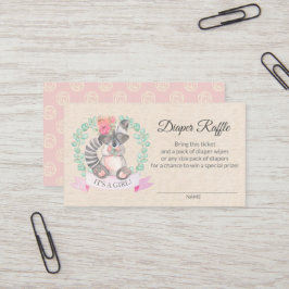 Blommigt Raccoon Baby Shower Diaper Raffle Biljett