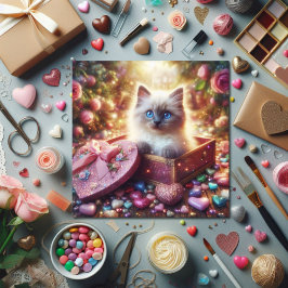 Blommigt Ragdoll Kärlek Kitten Candy Box Valentine Julkort