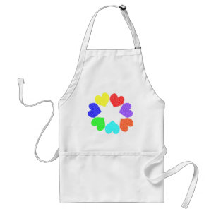 Blommigt Rainbow Kärlek Hearts Apron Förkläde