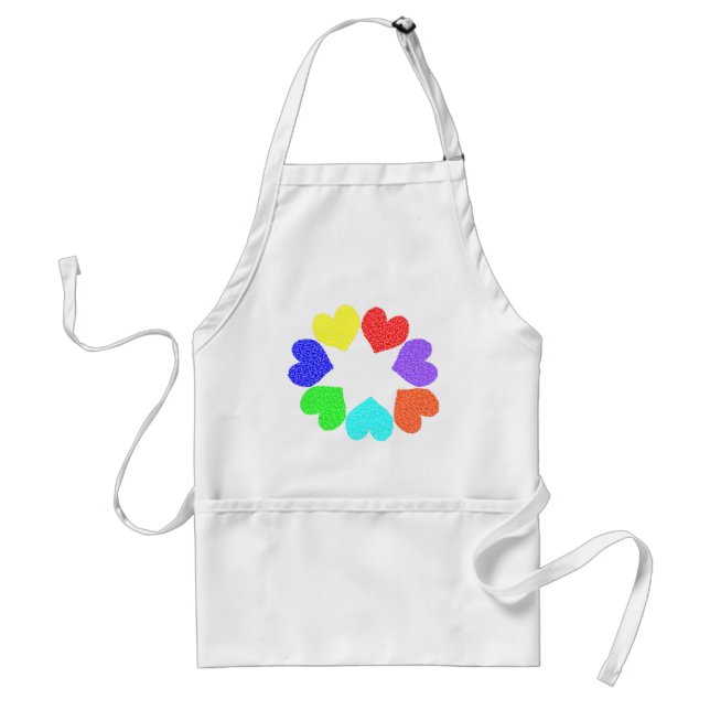 Blommigt Rainbow Kärlek Hearts Apron Förkläde (Framsidan)