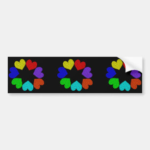 Blommigt Rainbow Kärlek Hearts Bumper Sticker Bildekal