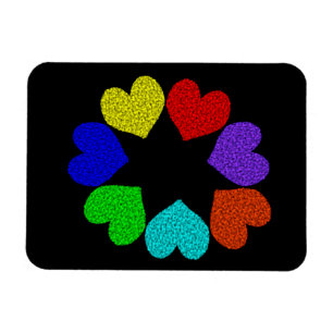 Blommigt Rainbow Kärlek Hearts Magnet