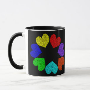 Blommigt Rainbow Kärlek Hearts Mugg