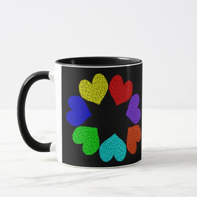 Blommigt Rainbow Kärlek Hearts Mugg (Vänster)