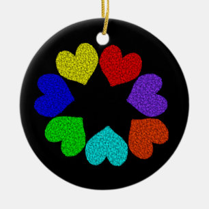 Blommigt Rainbow Kärlek Hearts Ornament