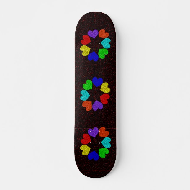 Blommigt Rainbow Kärlek Hearts Skateboard (Framsida)