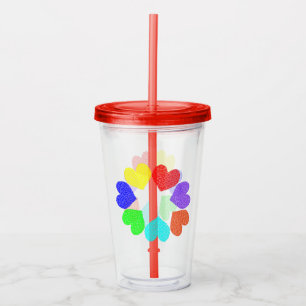 Blommigt Rainbow Kärlek Hearts Take Away Mugg