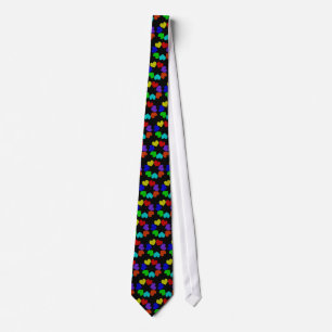 Blommigt Rainbow Kärlek Hearts Tie Slips