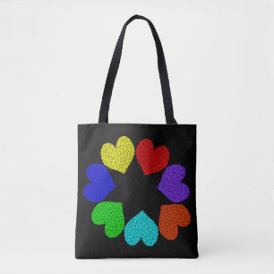 Blommigt Rainbow Kärlek Hearts Tote Bag Tygkasse