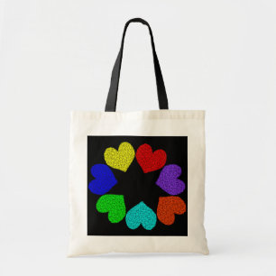 Blommigt Rainbow Kärlek Hearts Tote Bag Tygkasse
