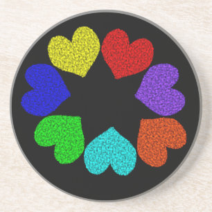 Blommigt Rainbow Kärlek Hearts Underlägg