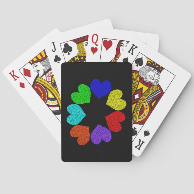 Blommigt Rainbow Kärlek Hearts uppspelningskort Casinokort (Baksidan)