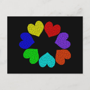 Blommigt Rainbow Kärlek Hearts vykort