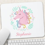 Blommigt Rainbow Unicorn Musmatta<br><div class="desc">Blommigt Personlig Regnbåge Unicorn Mouse Pad</div>